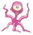 Adorable pink alien monster